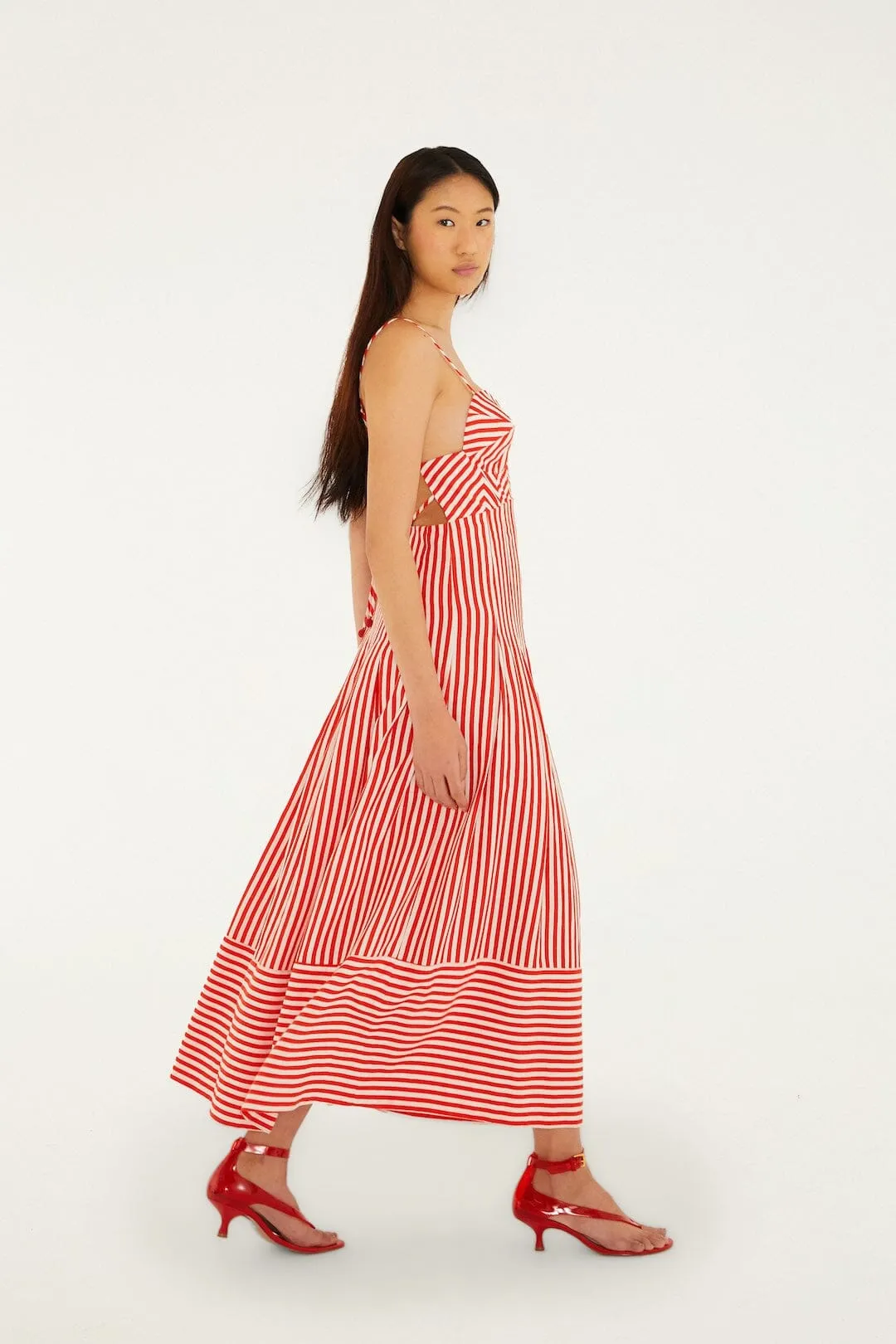 Off-White Checkered Stripes Sleeveless Lenzing™ Ecovero™ Euroflax™ Maxi Dress sold by FARM Rio product image thumbnail 4