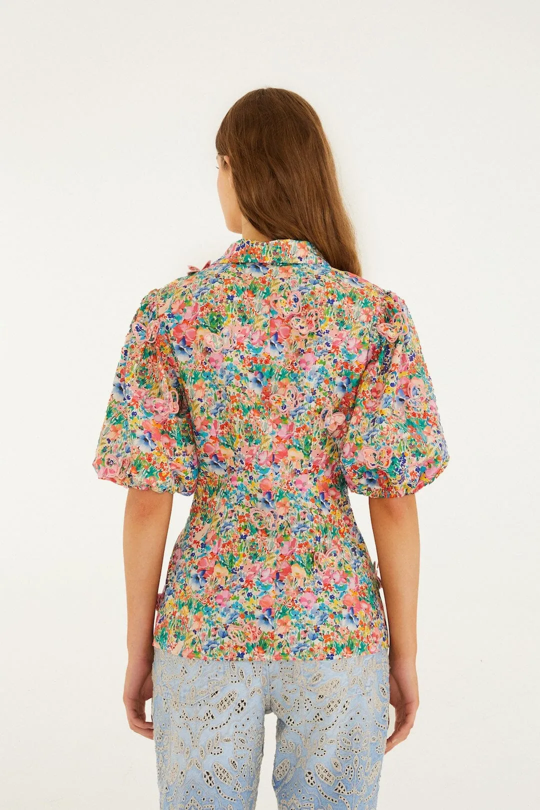 Off-White Peasant Floral Butterflies Organic Cotton Blouse sold by FARM Rio product image thumbnail 3