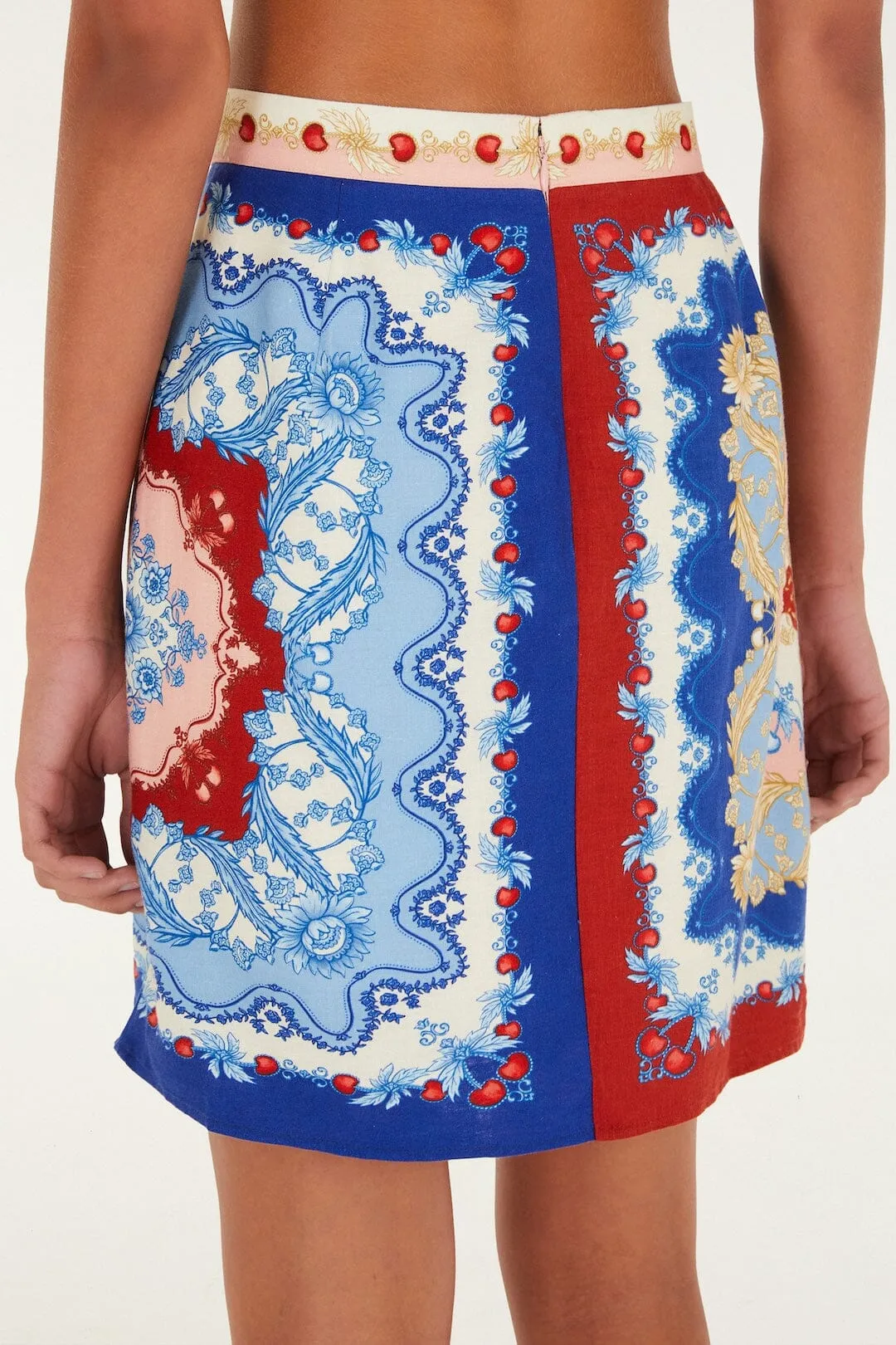 Mixed Cherry Royalty Scarf Lenzing Ecovero Euroflax Mini Skirt sold by FARM Rio product image thumbnail 3