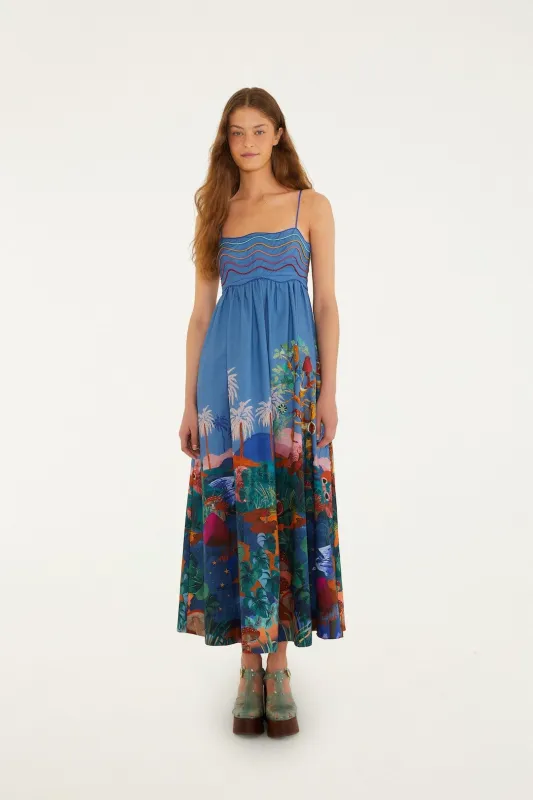 Multicolor Dream Landscape  Sleeveless Maxi Dress made by FARM Rio