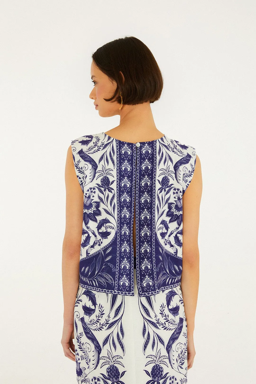 Off-White Nina Lenzing Ecovero Euroflaxcrop Top sold by FARM Rio product image thumbnail 3