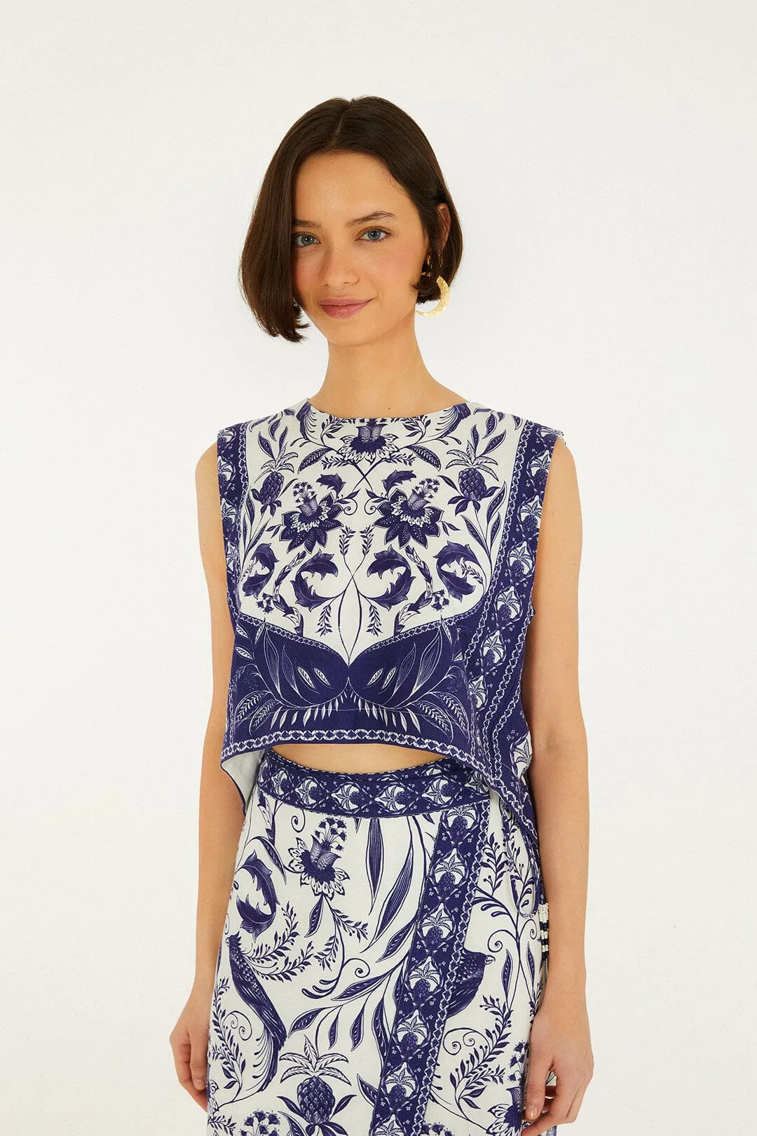 Off-White Nina Lenzing Ecovero Euroflaxcrop Top sold by FARM Rio