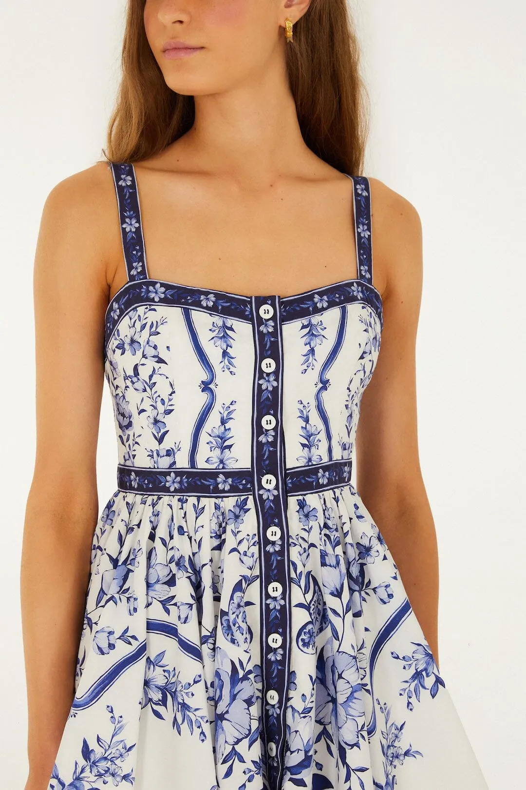 Off-White Porcelain Garden Buttoned Organic Cotton Mini Dress sold by FARM Rio product image thumbnail 2