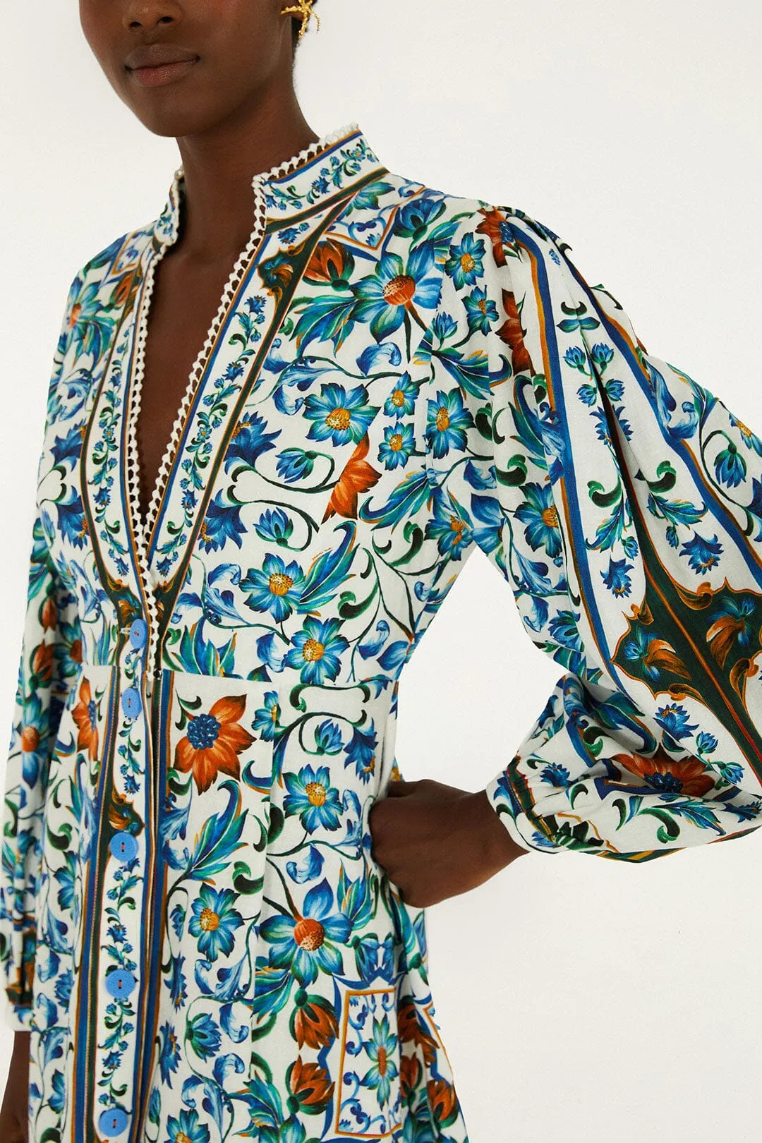 Off-White Flora Tile Lenzing Ecovero Euroflax Maxi Dress sold by FARM Rio product image thumbnail 2