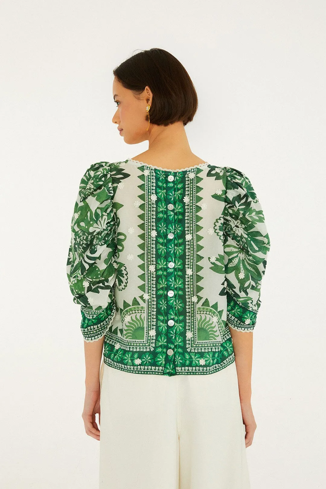Green Flora Tapestry Blouse sold by FARM Rio product image thumbnail 3