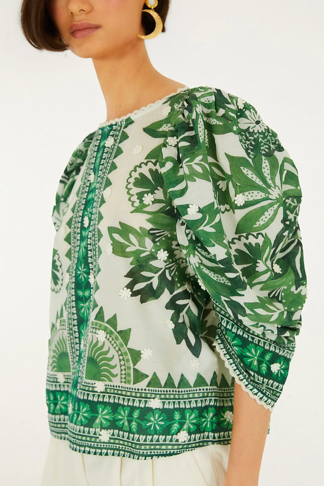 Green Flora Tapestry Blouse sold by FARM Rio product image thumbnail 2