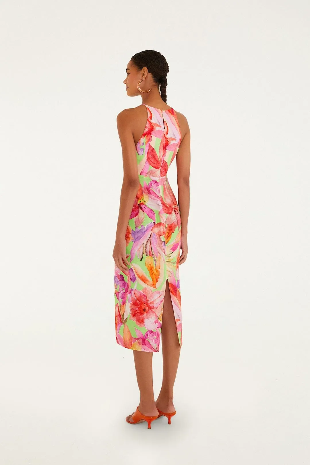Multicolor Artsy Flora Euroflax™ Premium Linen Midi Dress sold by FARM Rio product image thumbnail 3