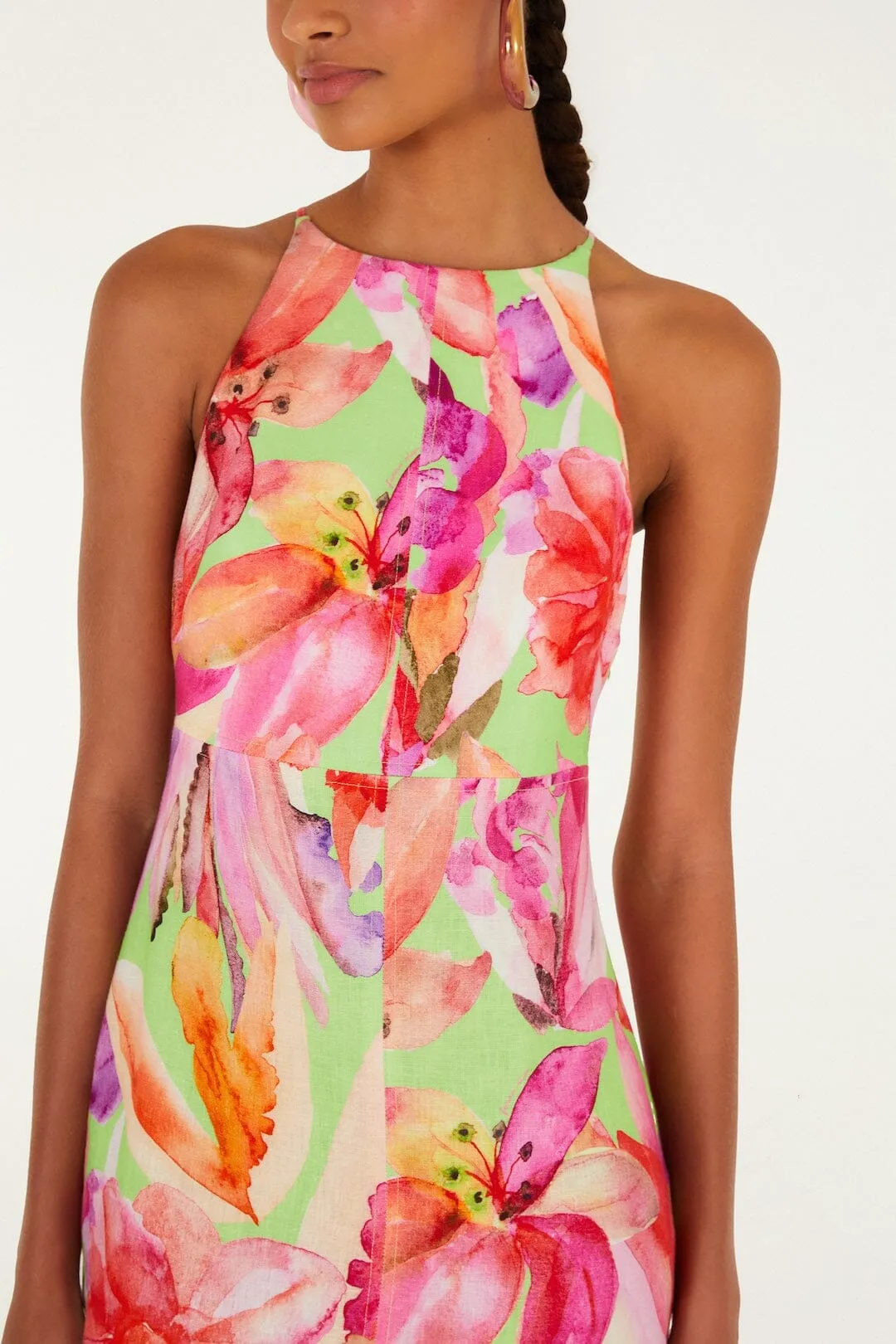 Multicolor Artsy Flora Euroflax™ Premium Linen Midi Dress sold by FARM Rio product image thumbnail 2