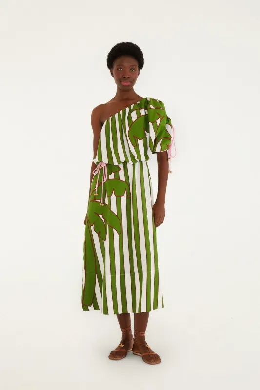 Off-White One-Shoulder Midi Dress made by FARM Rio
