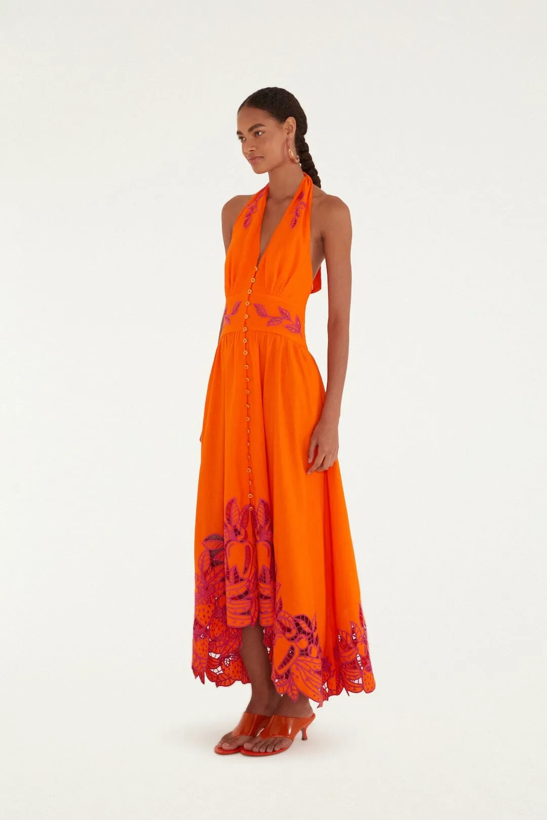 Orangee Fruit Richelieu Artisanal Lenzing™ Ecovero™ Euroflax™ Maxi Dress sold by FARM Rio product image thumbnail 4