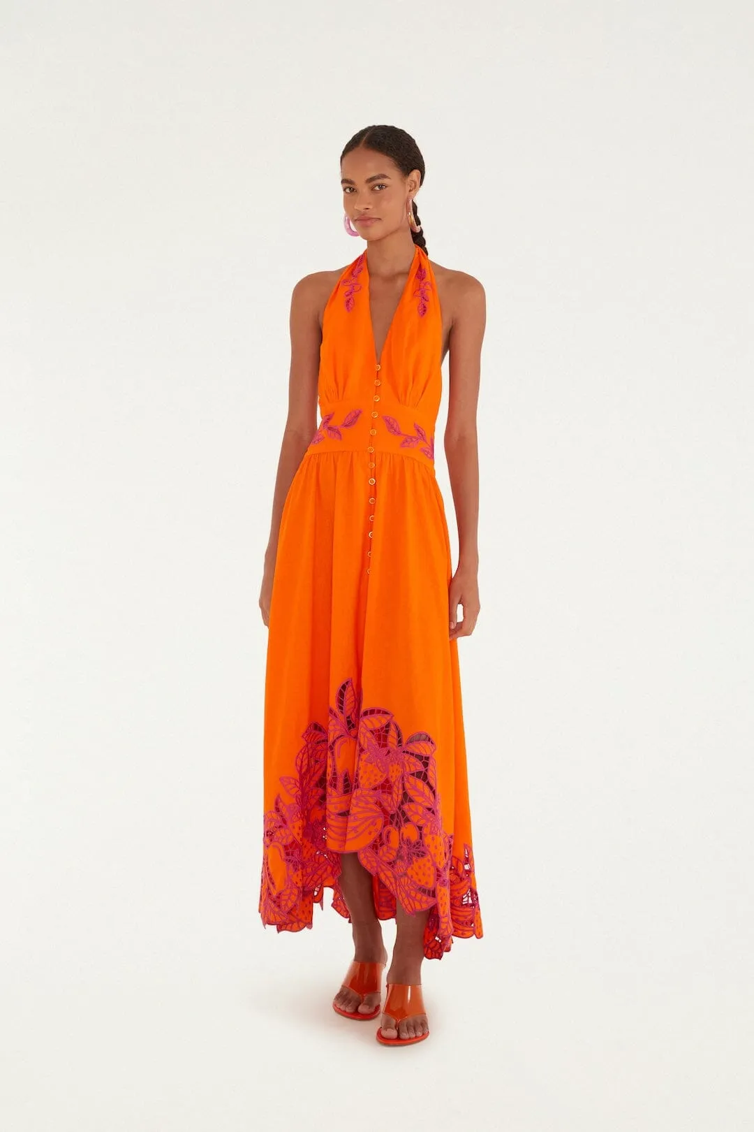 Orangee Fruit Richelieu Artisanal Lenzing™ Ecovero™ Euroflax™ Maxi Dress sold by FARM Rio