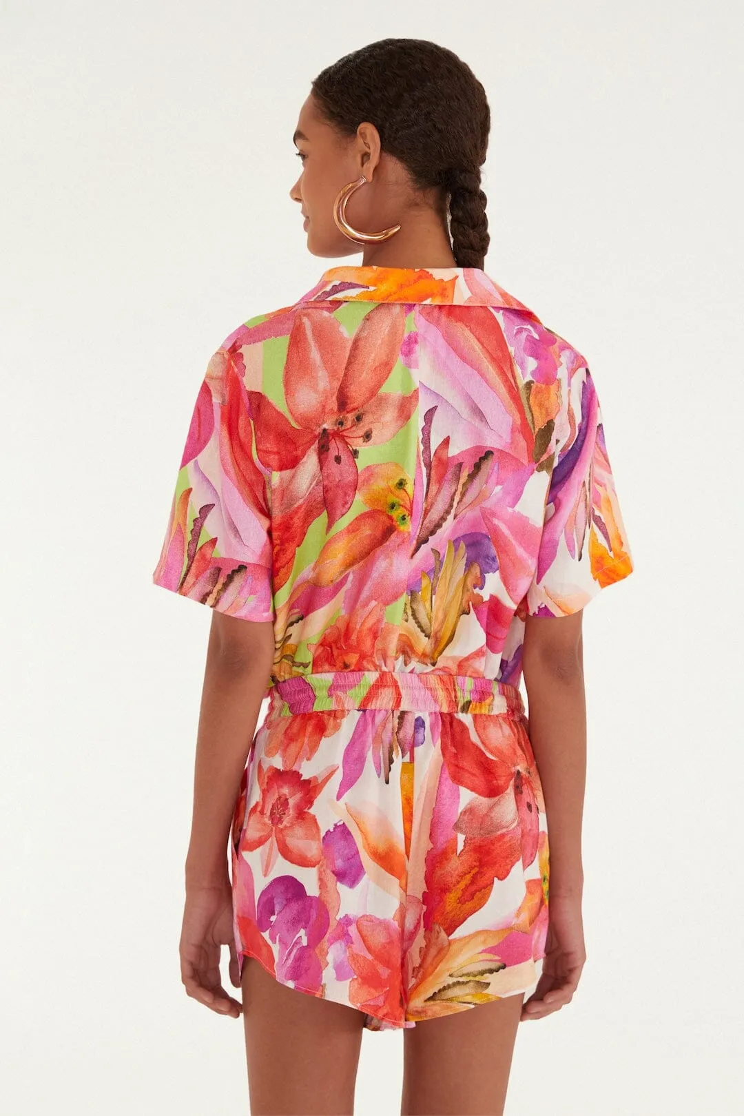 Multicolor Artsy Flora Lenzing Ecovero Euroflax Shorts sold by FARM Rio product image thumbnail 3