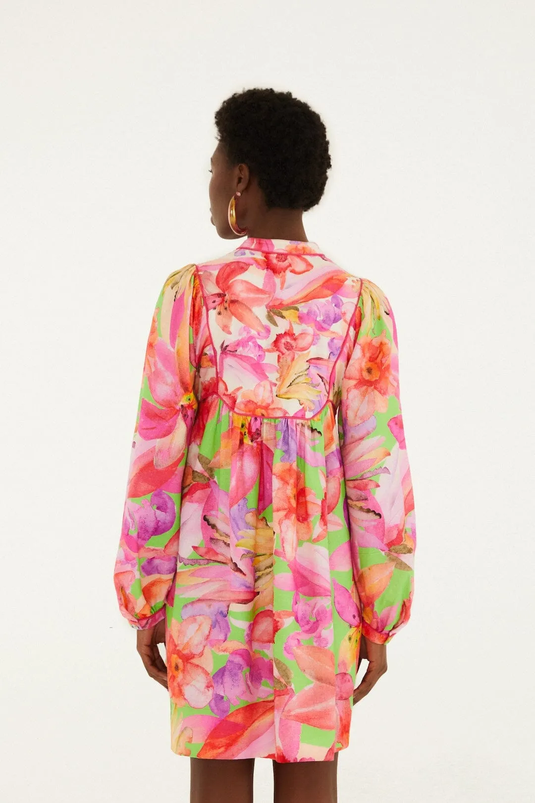 Multicolor Artsy Flora Lenzing Ecovero Euroflax Mini Dress sold by FARM Rio product image thumbnail 3