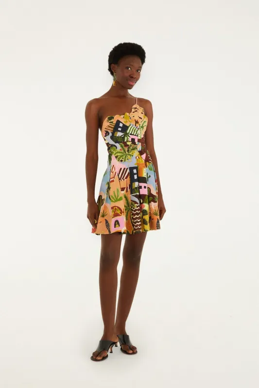 Multicolor Tropical Painting Mini Dress made by FARM Rio