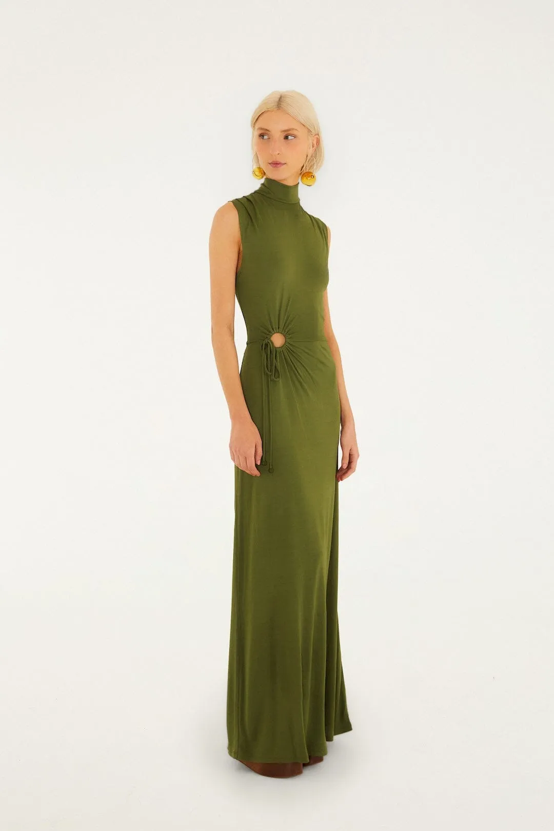 Dark Green High Neck Cut-Out Maxi Dress sold by FARM Rio product image thumbnail 5