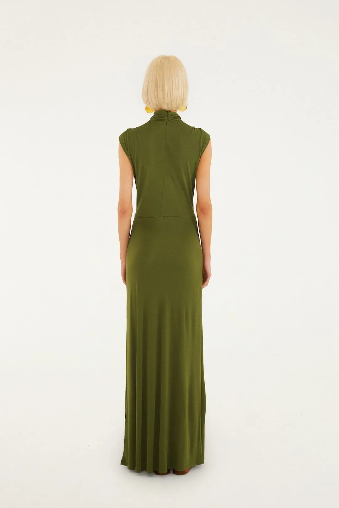 Dark Green High Neck Cut-Out Maxi Dress sold by FARM Rio product image thumbnail 3