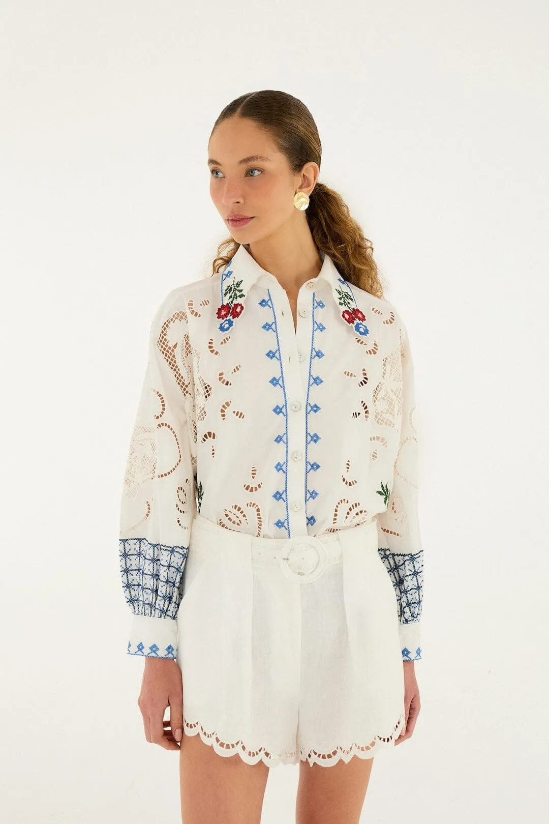 Off-White Richelieu Euroflax Premium Linen Shorts sold by FARM Rio product image thumbnail 4