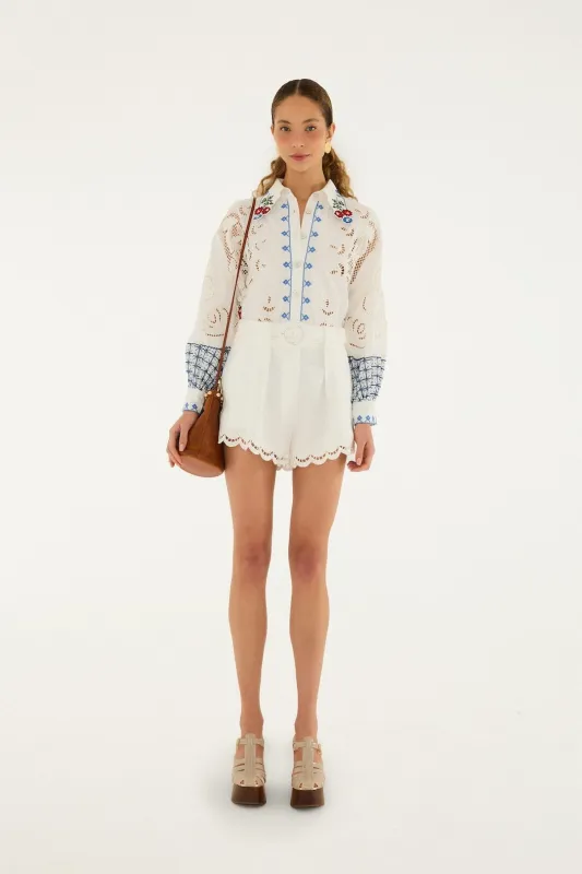 Off-White Richelieu Euroflax Premium Linen Shorts made by FARM Rio