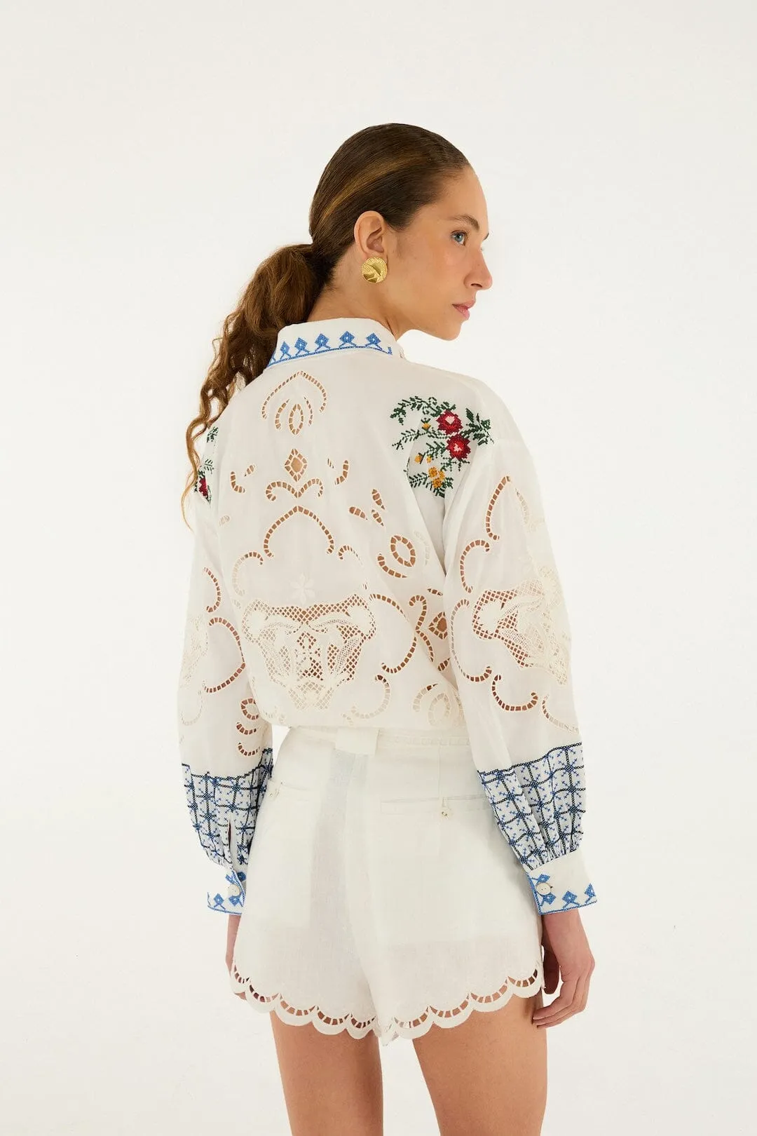 Off-White Richelieu Euroflax Premium Linen Shorts sold by FARM Rio product image thumbnail 3