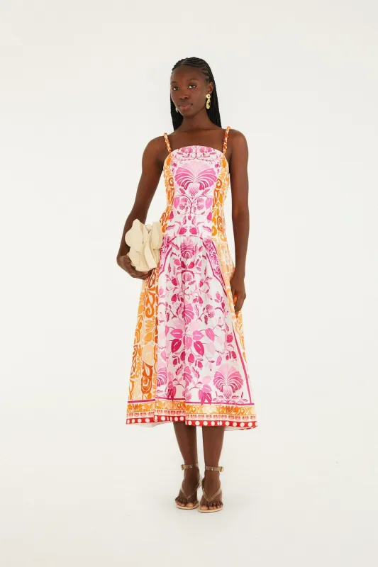 Off-White Santorini Euroflax Premium Linen Midi Dress made by FARM Rio