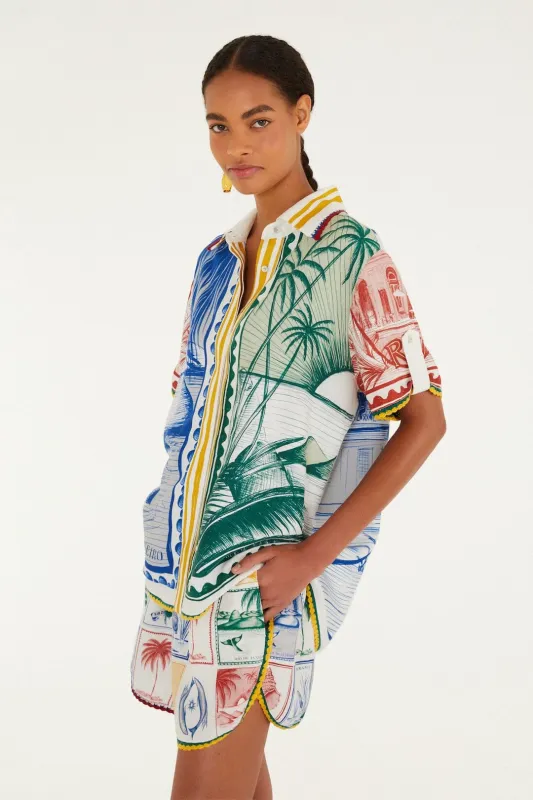 Off-White Brasil Vintage Crochet Lenzing Ecovero Euroflax Shorts made by FARM Rio