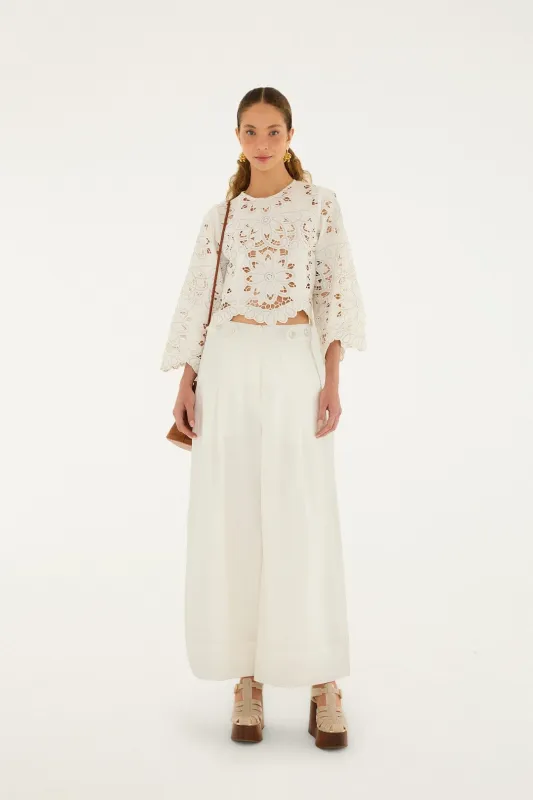 Off-White High Waisted Euroflax Premium Linen Pants made by FARM Rio