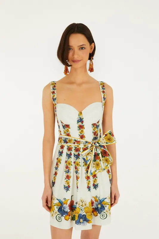 Off-White Tropi Belted Mini Dress made by FARM Rio