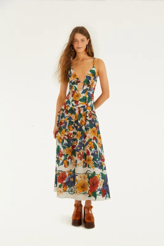 Off-White Tropi Embroidered Maxi Dress made by FARM Rio