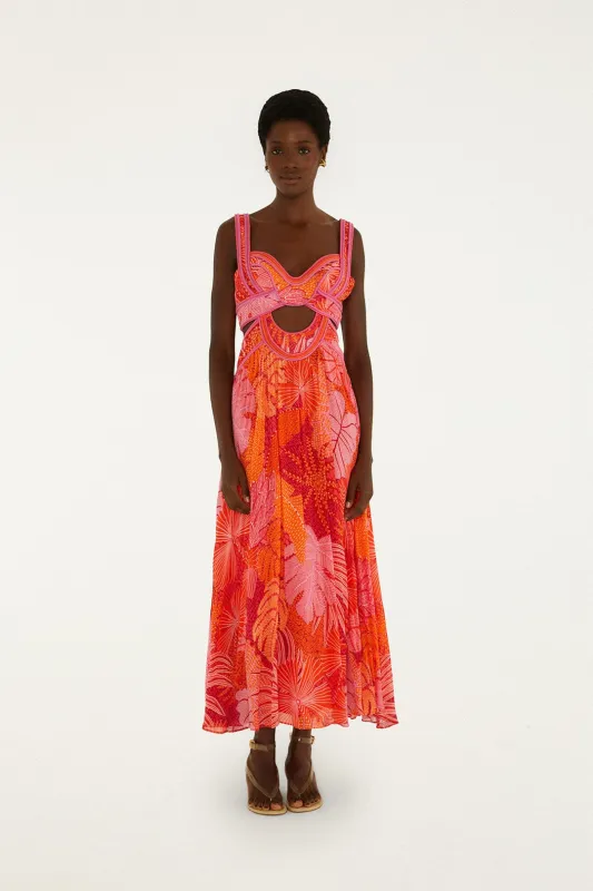 Multicolor Delicate Forest Cut-Out Maxi Dress made by FARM Rio