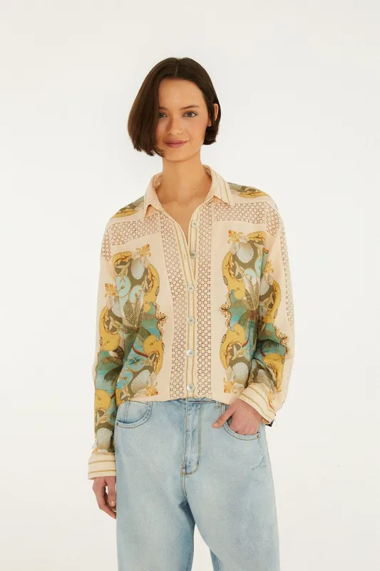 Sand Royal Sea Crochet Shirt made by FARM Rio