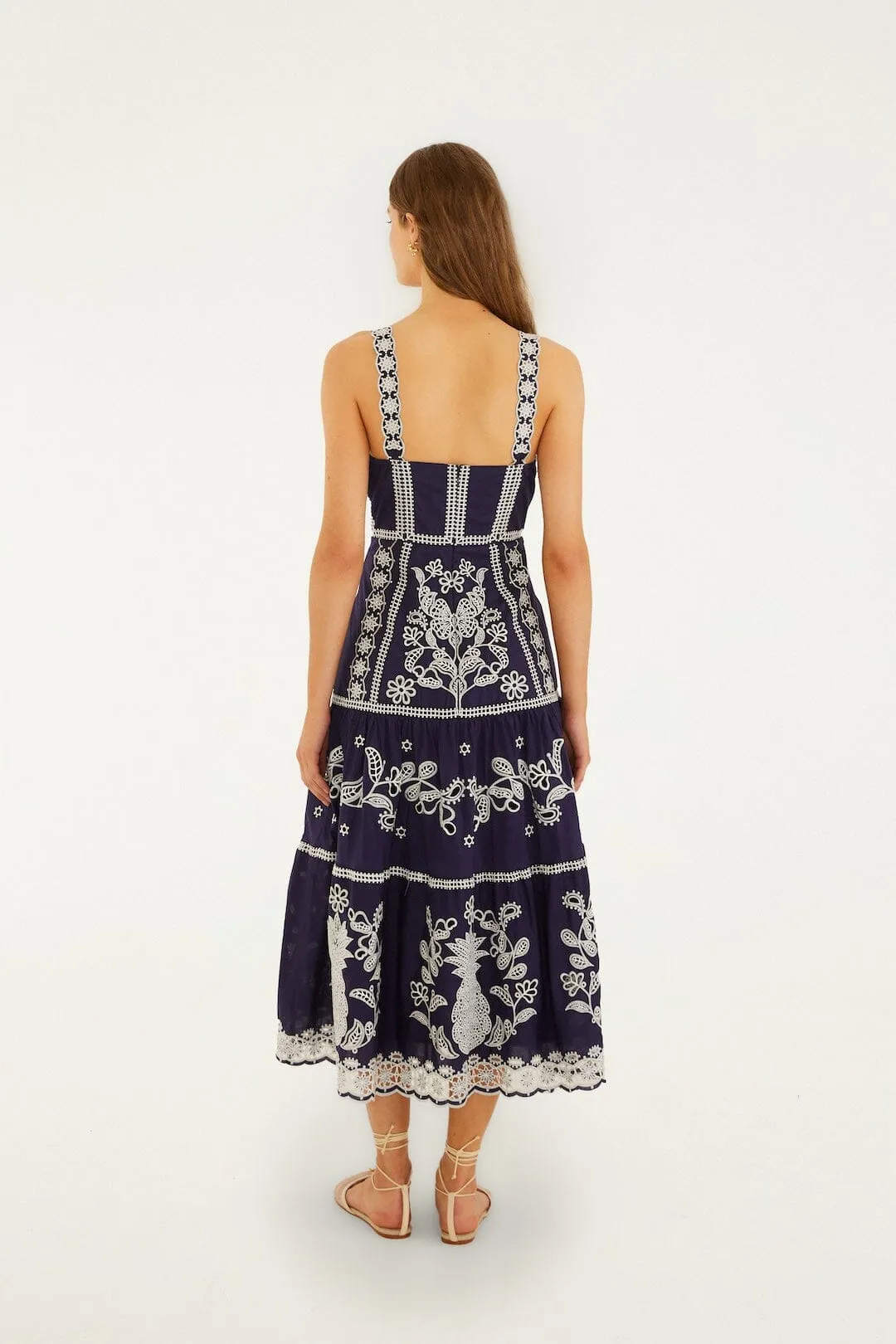 Blue Richelieu Embroidered Organic Cotton Midi Dress sold by FARM Rio product image thumbnail 3