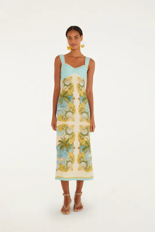 Multicolor Royal Sea Maxi Dress made by FARM Rio
