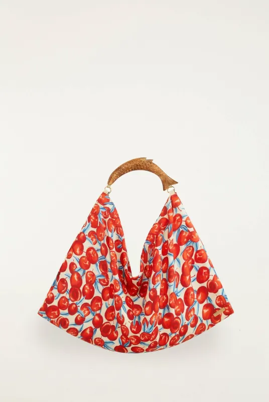 Red Cherry Satin Mini Scarf Bag made by FARM Rio