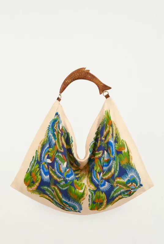 Sand Birds Satin Medium Scarf Bag made by FARM Rio