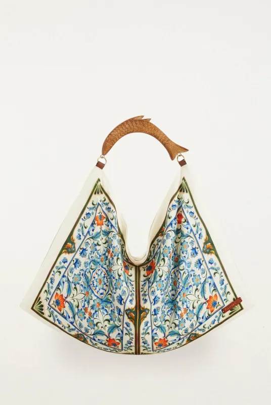 Off-White Flowers Satin Medium Scarf Bag made by FARM Rio