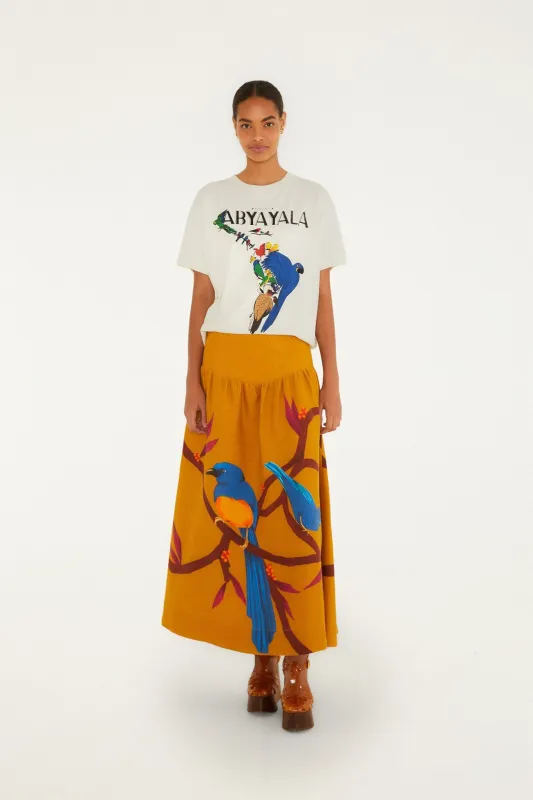 Brown Euroflax™ Premium Linen Maxi Skirt made by FARM Rio