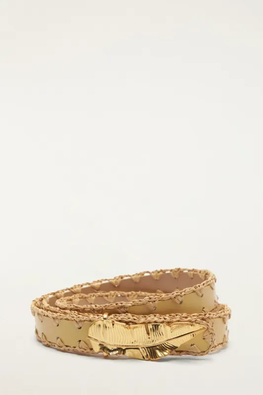 Beige Double Sided Strap Belt made by FARM Rio