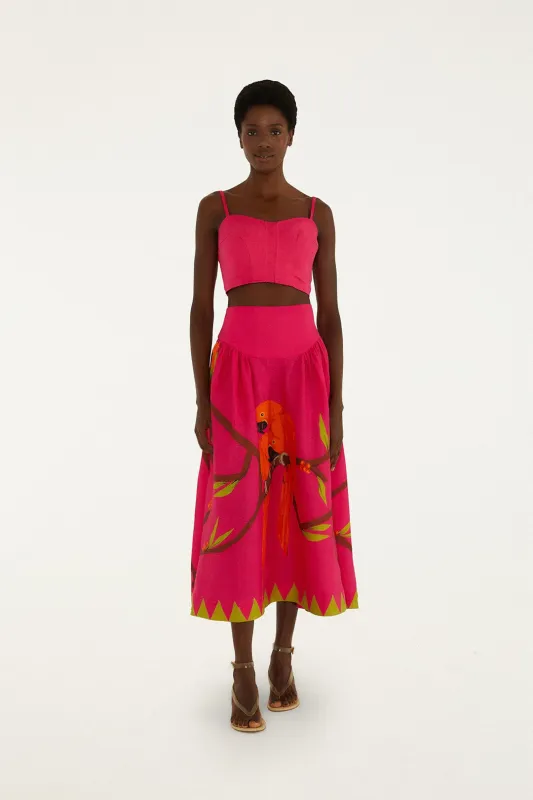 Pink Euroflax_x0099_ Premium Linen Maxi Skirt made by FARM Rio