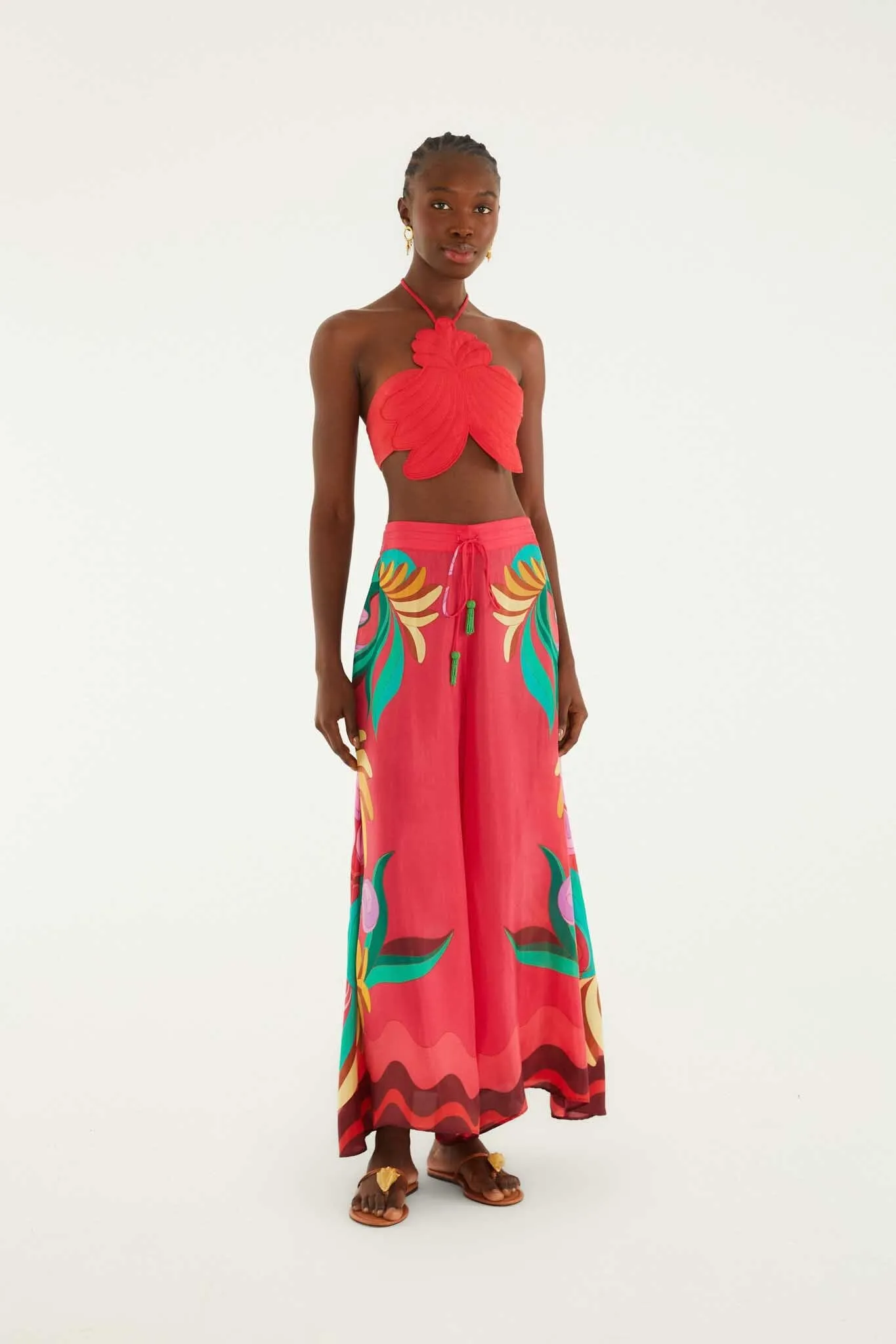 Multicolor Nature Beaded Tasssels Wide-Leg Pants sold by FARM Rio