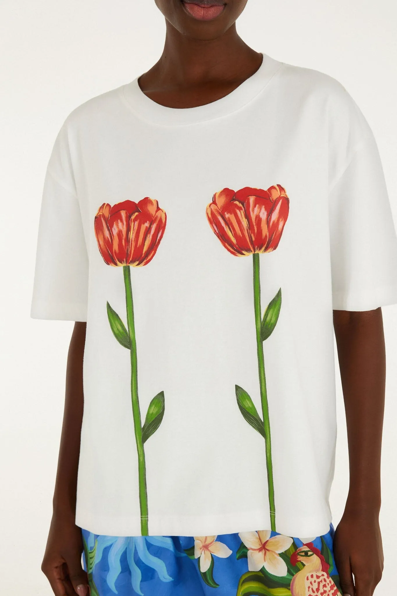 White Tropical Rose T-Shirt sold by FARM Rio product image thumbnail 4