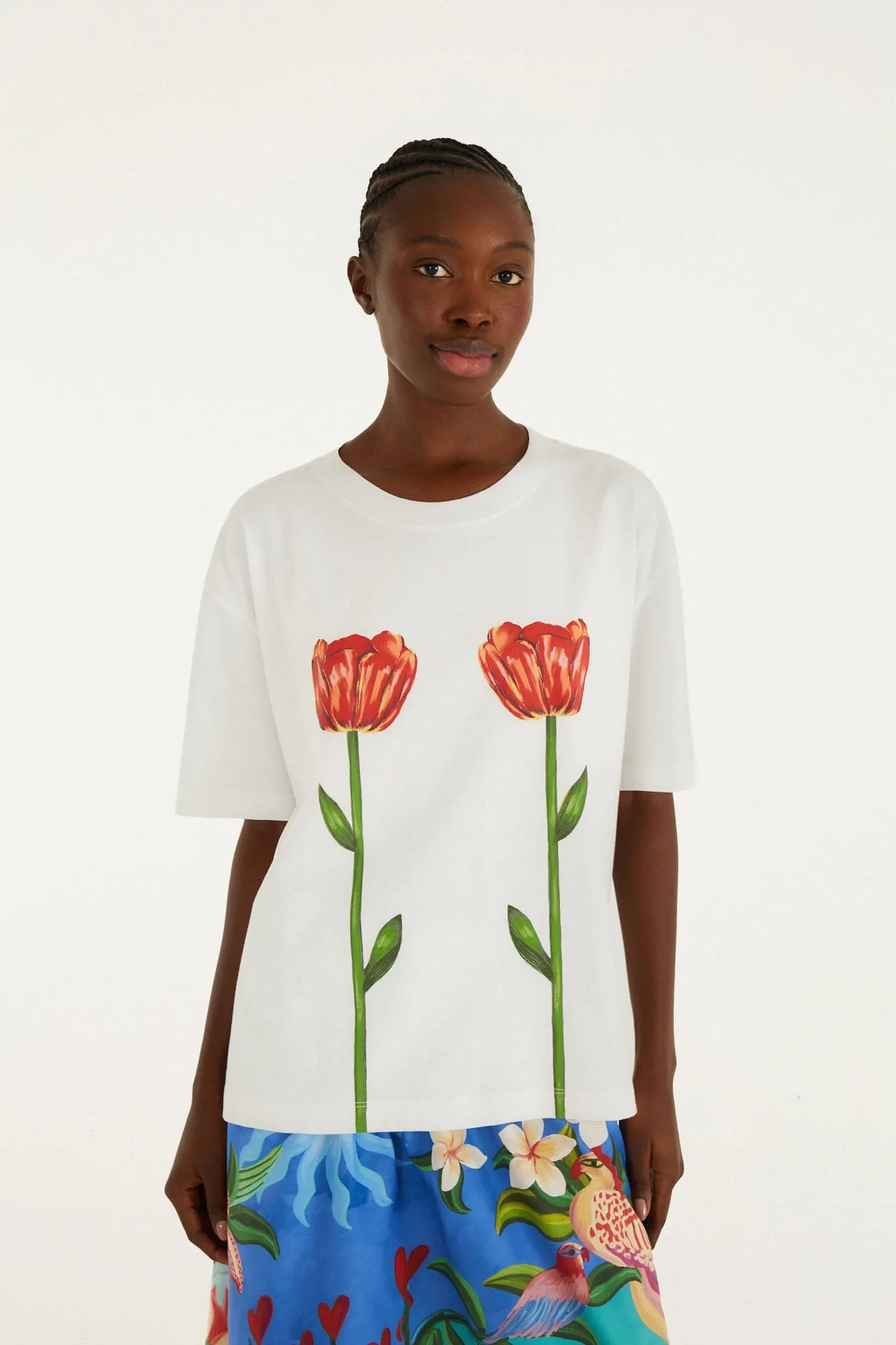 White Tropical Rose T-Shirt sold by FARM Rio