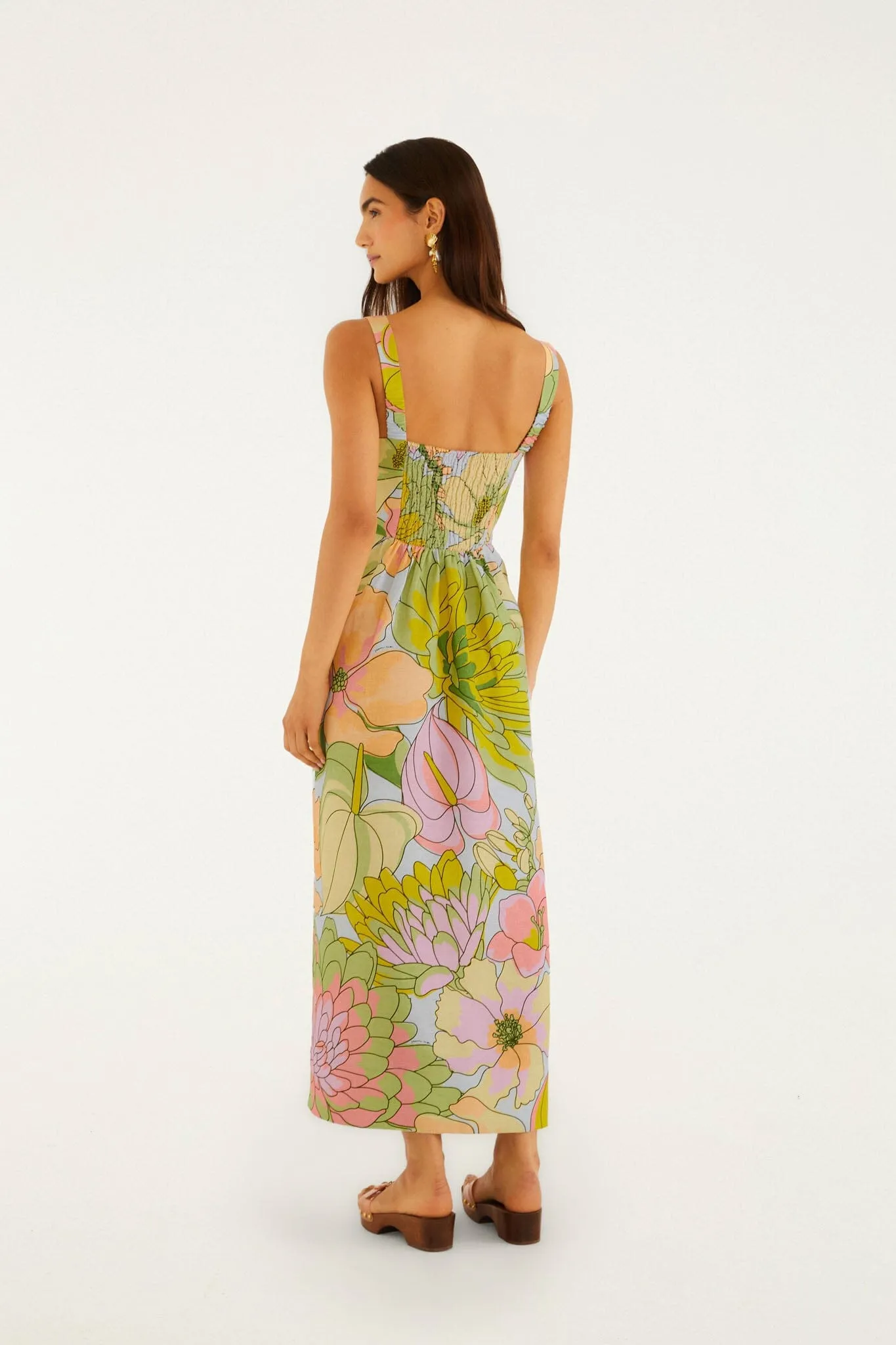 Light Blue Spring Affair Euroflax Premium Linen Maxi Dress sold by FARM Rio product image thumbnail 3