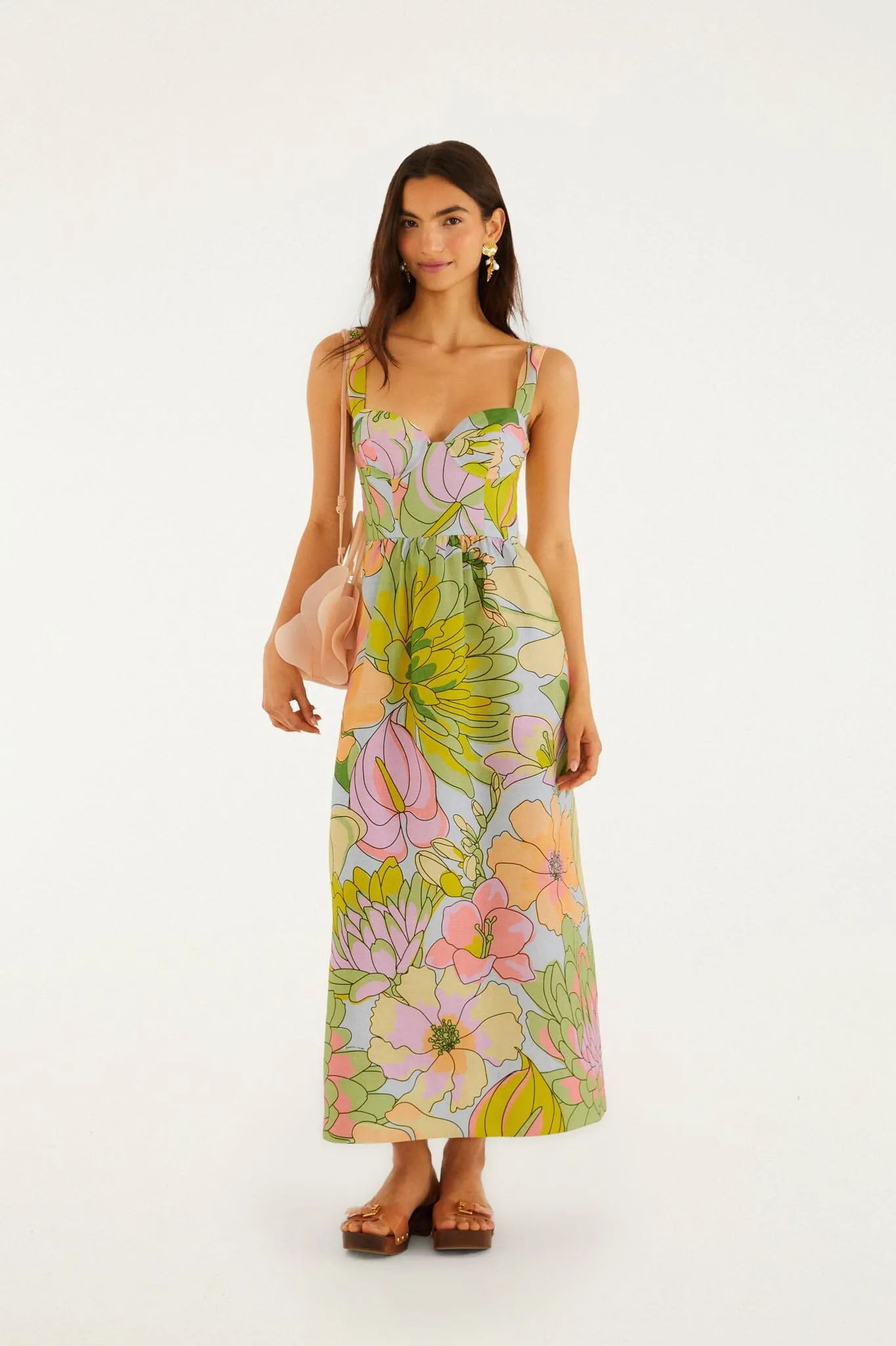 Light Blue Spring Affair Euroflax Premium Linen Maxi Dress sold by FARM Rio