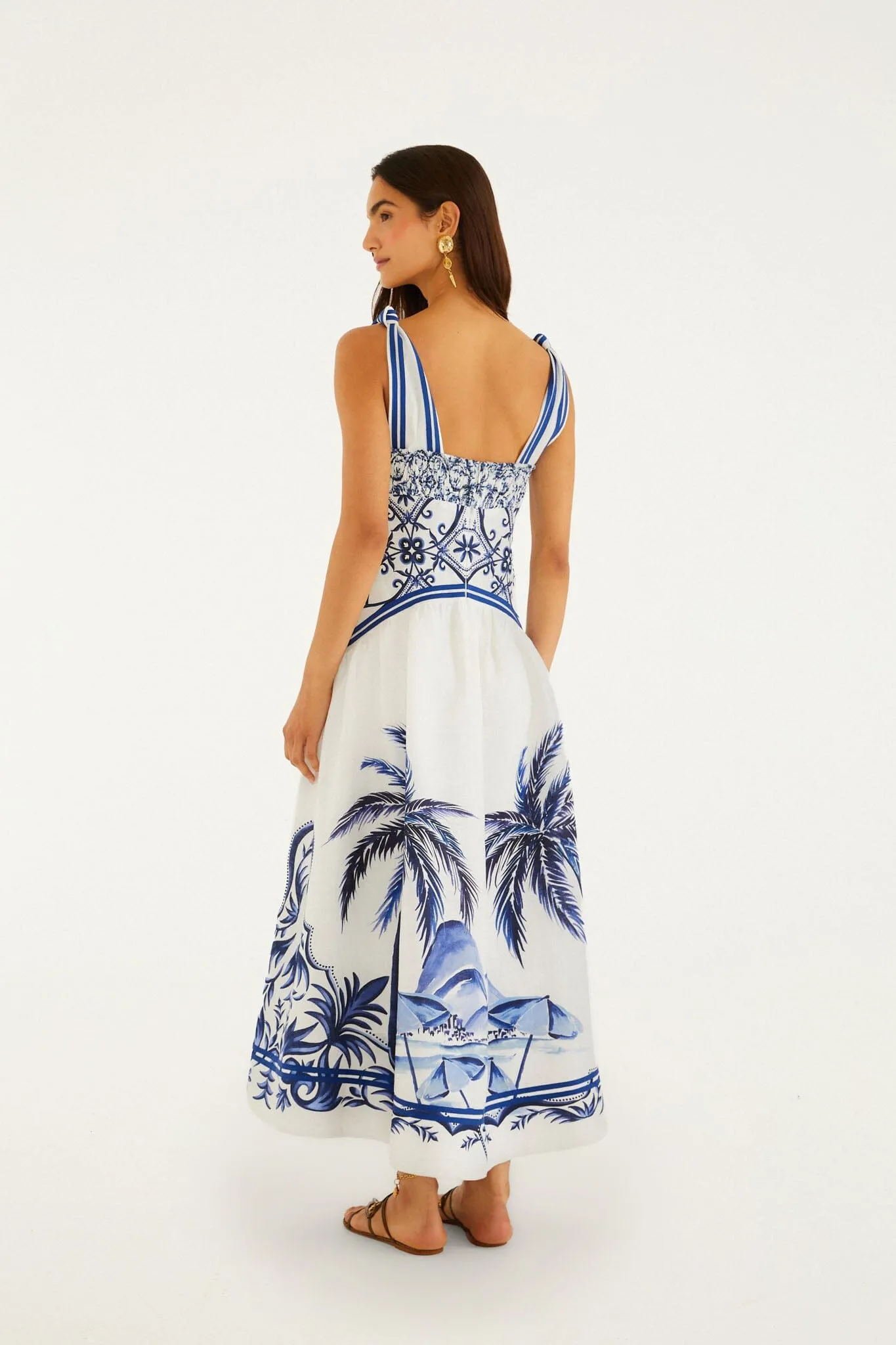 Off-White Wonderful City Euroflax Premium Linen Maxi Dress sold by FARM Rio product image thumbnail 2