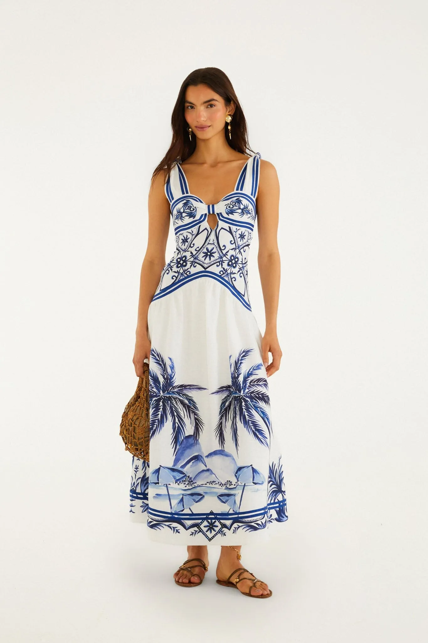 Off-White Wonderful City Euroflax Premium Linen Maxi Dress sold by FARM Rio product image thumbnail 3