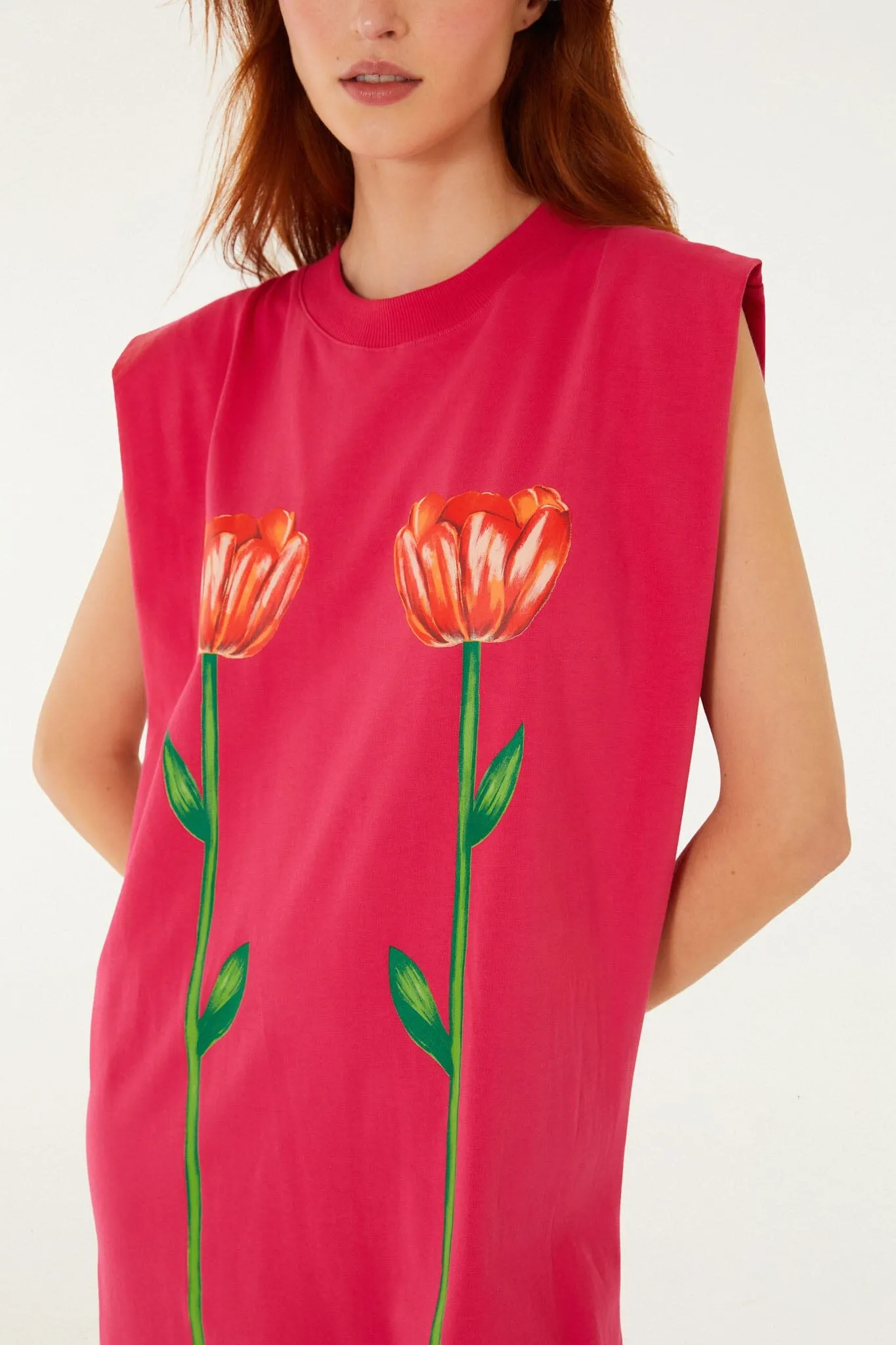 Pink Tropical Rose Padded Shoulders Mini Dress sold by FARM Rio product image thumbnail 2