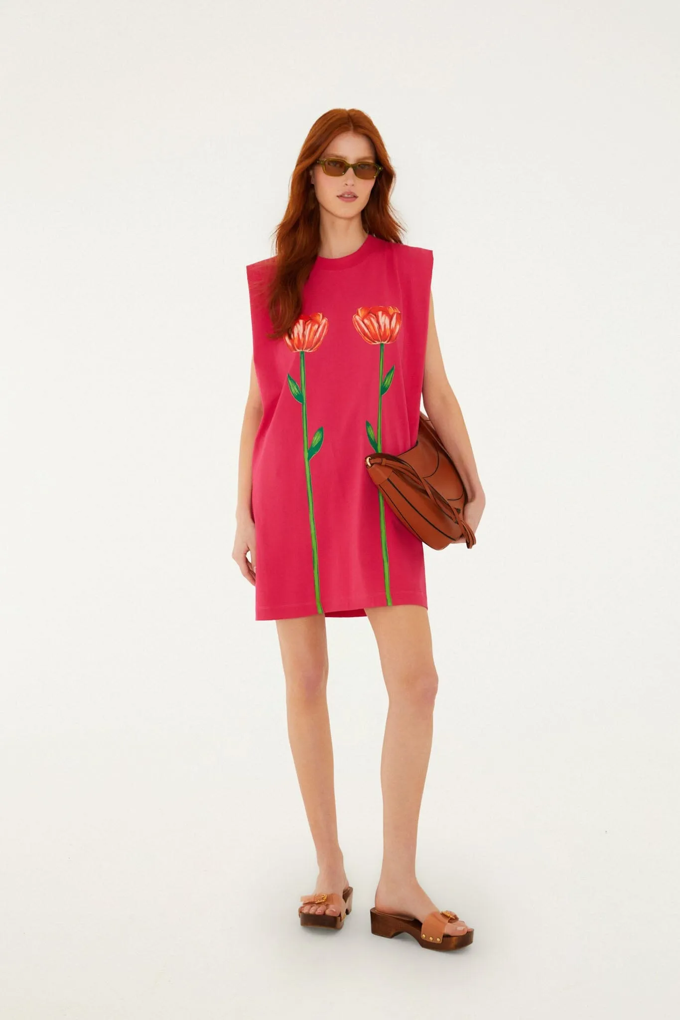 Pink Tropical Rose Padded Shoulders Mini Dress sold by FARM Rio product image thumbnail 4