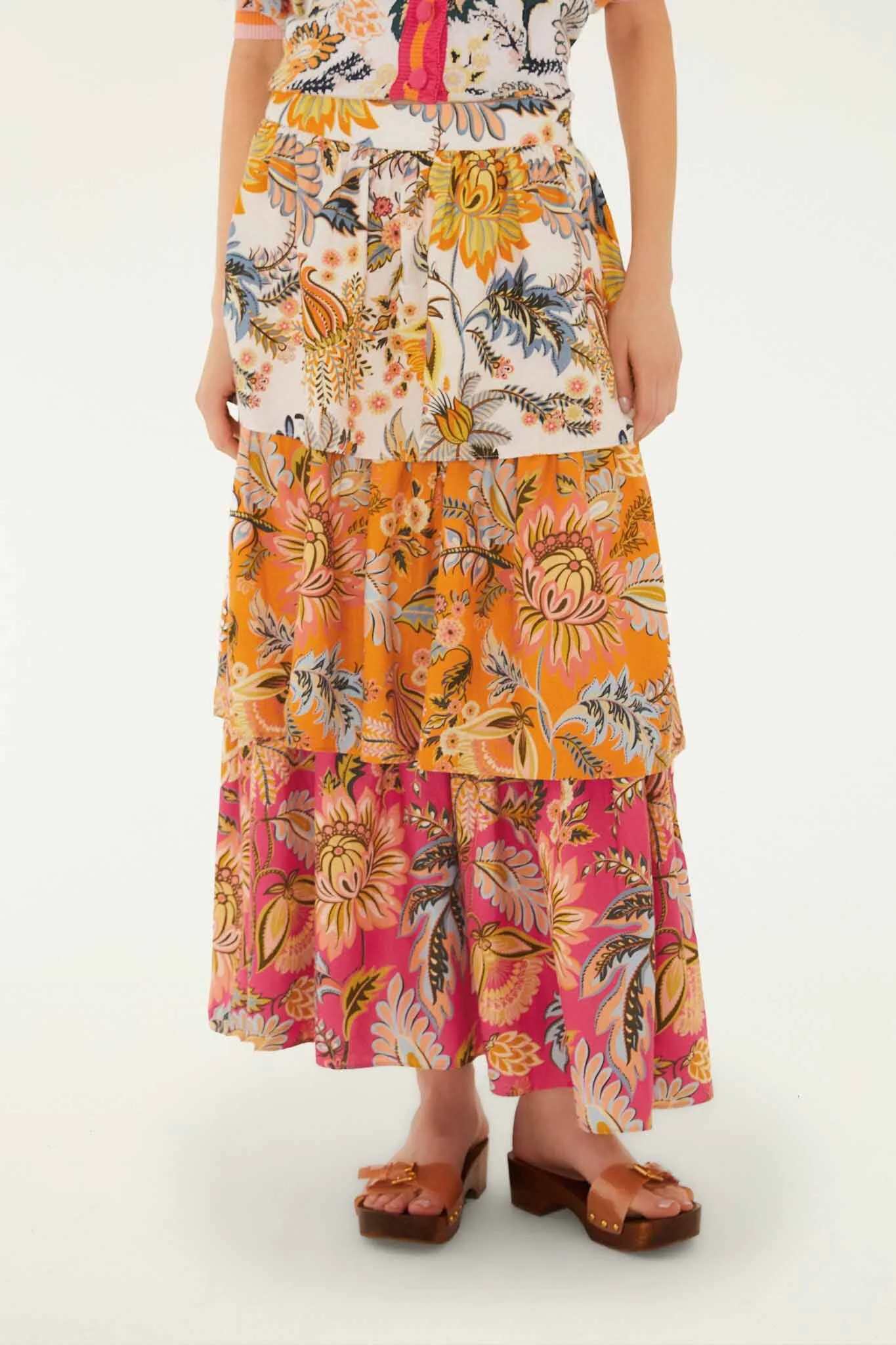 Multicolor Ligia Floral Mix Layered Midi Skirt sold by FARM Rio product image thumbnail 2