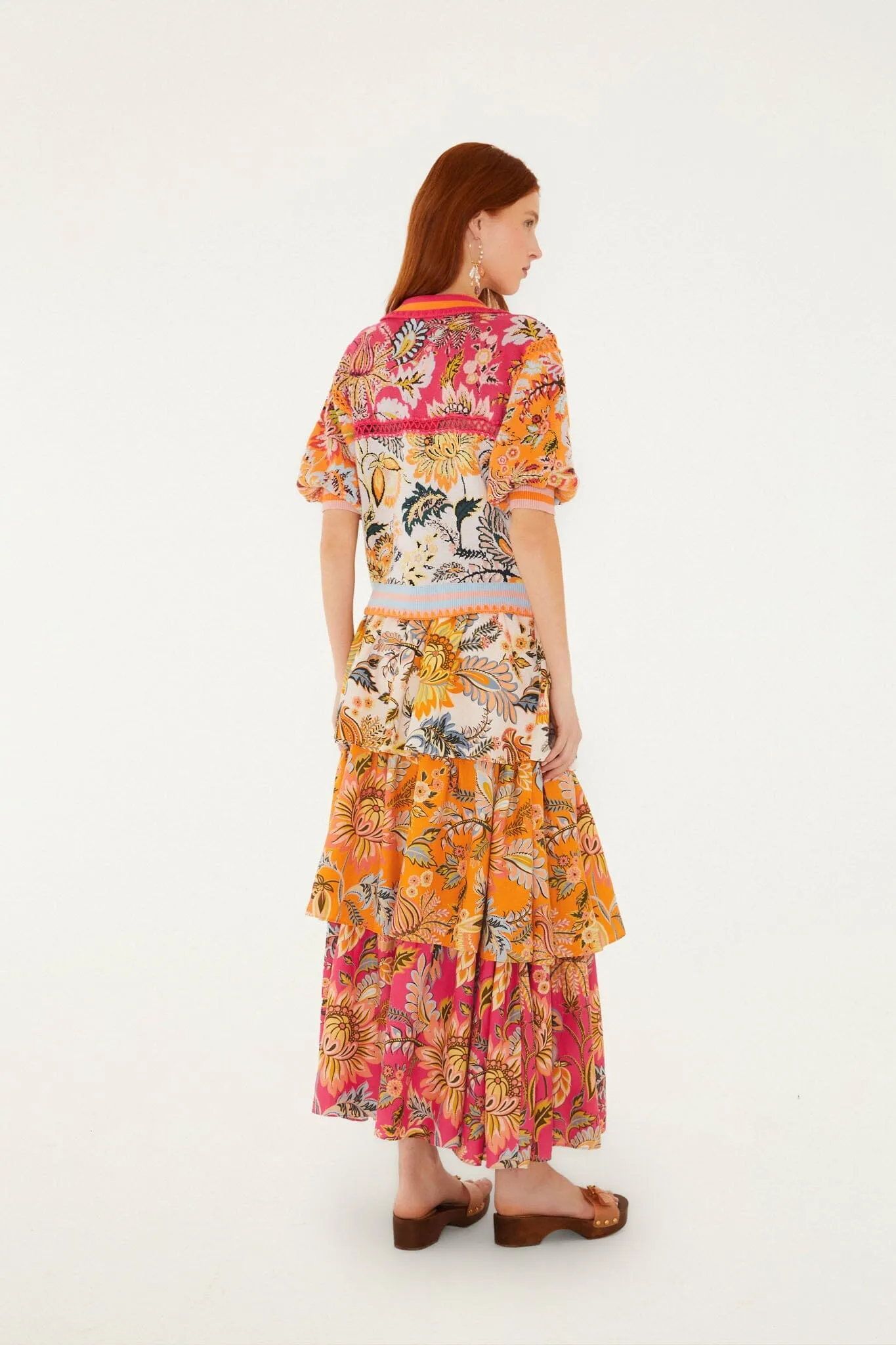 Multicolor Ligia Floral Mix Layered Midi Skirt sold by FARM Rio product image thumbnail 3