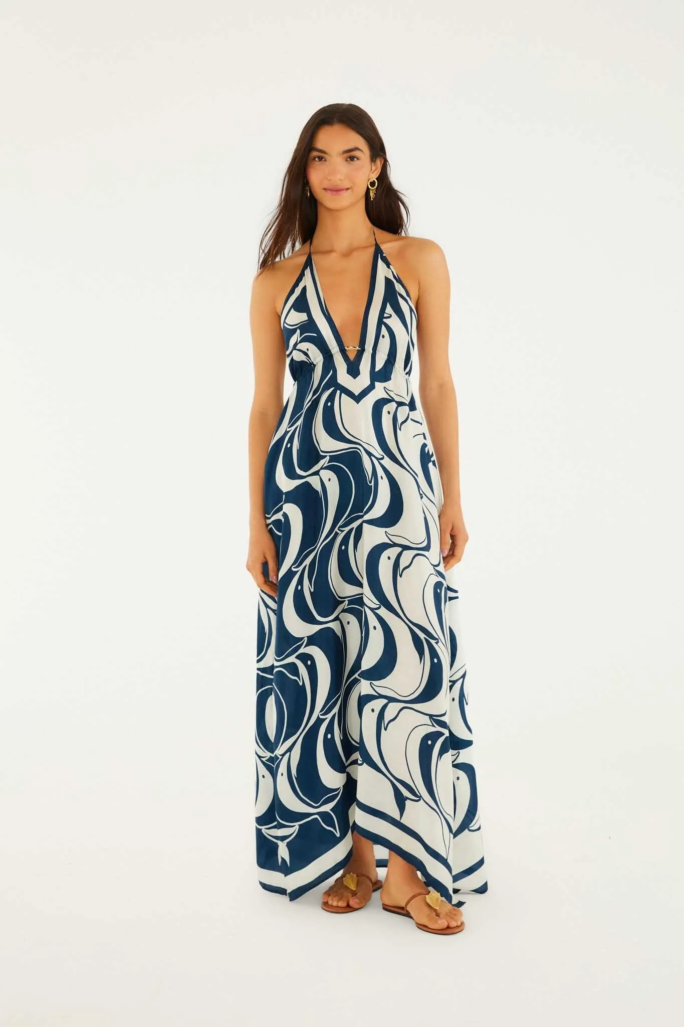 Blue Plunging Neck Maxi Dress sold by FARM Rio product image thumbnail 4